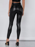 High Waist PU Leather Skinny Pants