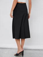 Split Thigh Solid Satin Skirt