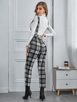 Plaid High Waist Suspender Jumpsuit