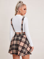 Plaid Print Suspender Dress