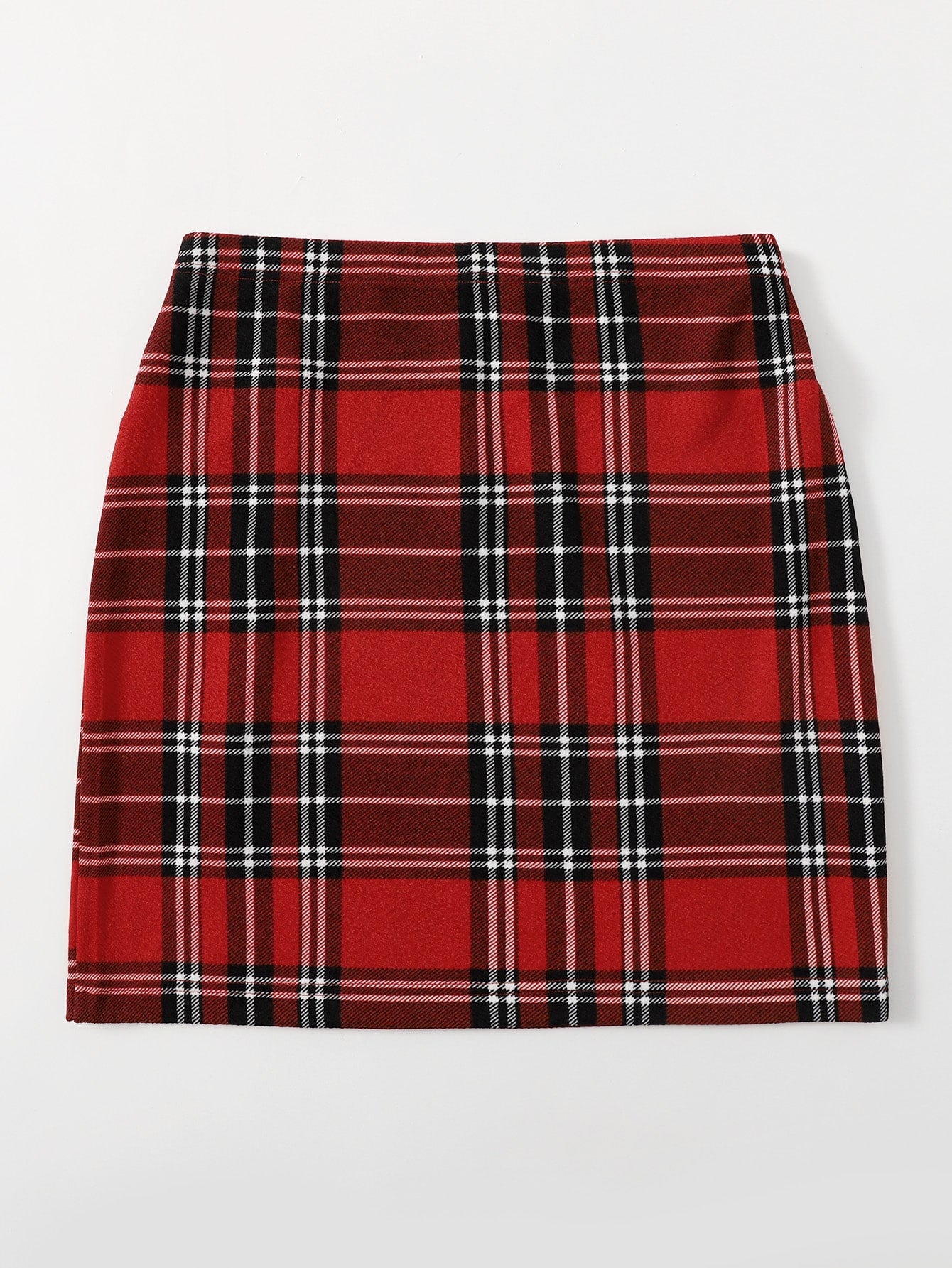 Split Hem Tartan Skirt
