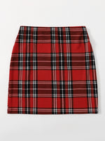 Split Hem Tartan Skirt