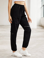 Drawstring Waist Pocket Cargo Pants