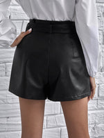 Self Belted PU Shorts