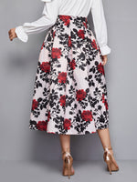 Boxy Pleated Floral Print Skirt