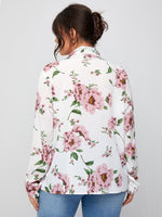 Plus Tie Neck Floral Print Top