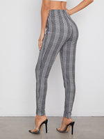 Elastic Waist Plaid Pants