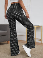 High Waist Polka Dot Flare Leg Pants