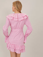 COTTON-MIX ASYMMETRICAL LAYERED RUFFLE DRESS