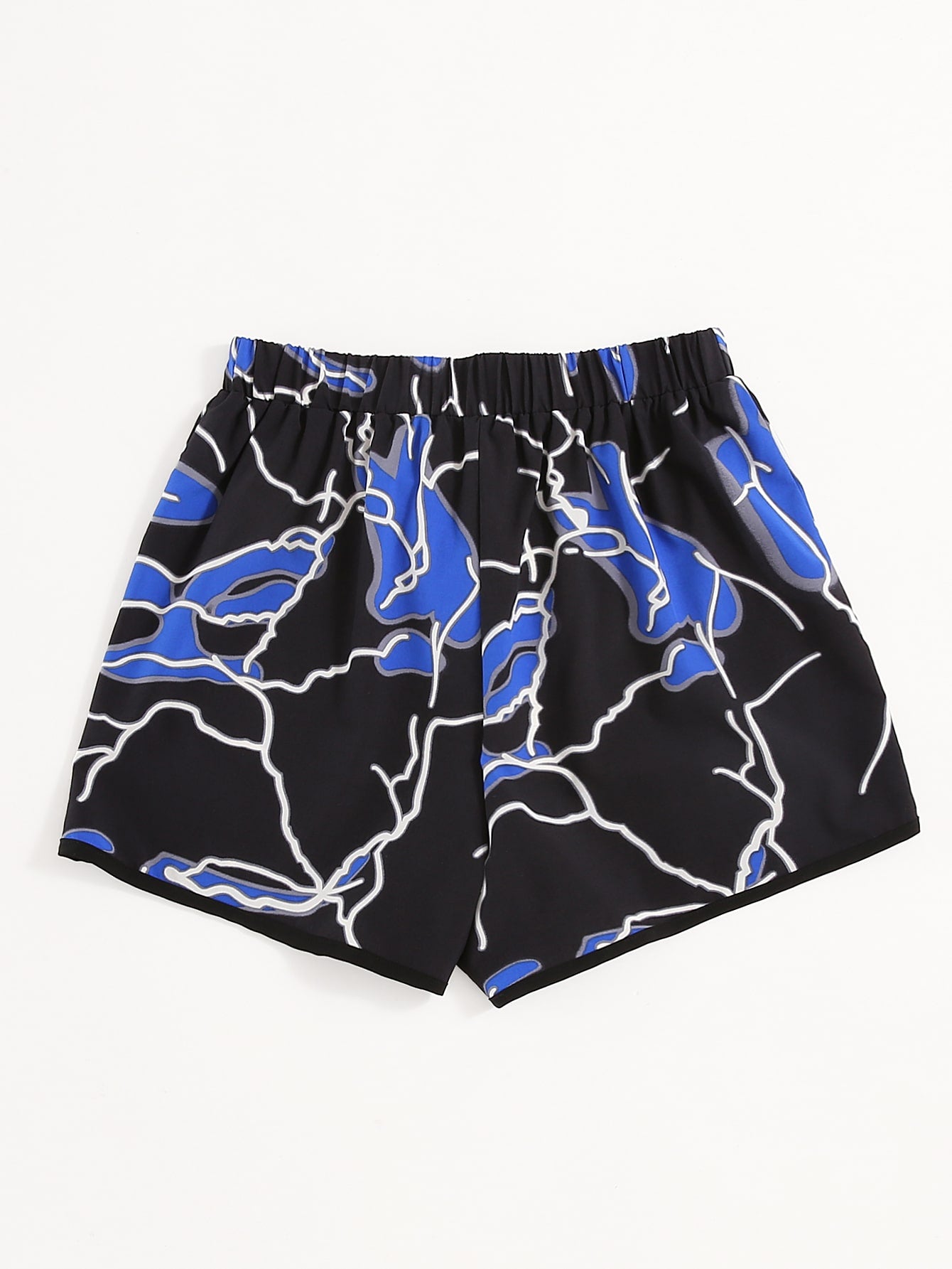 Graphic Print Knot Front Shorts