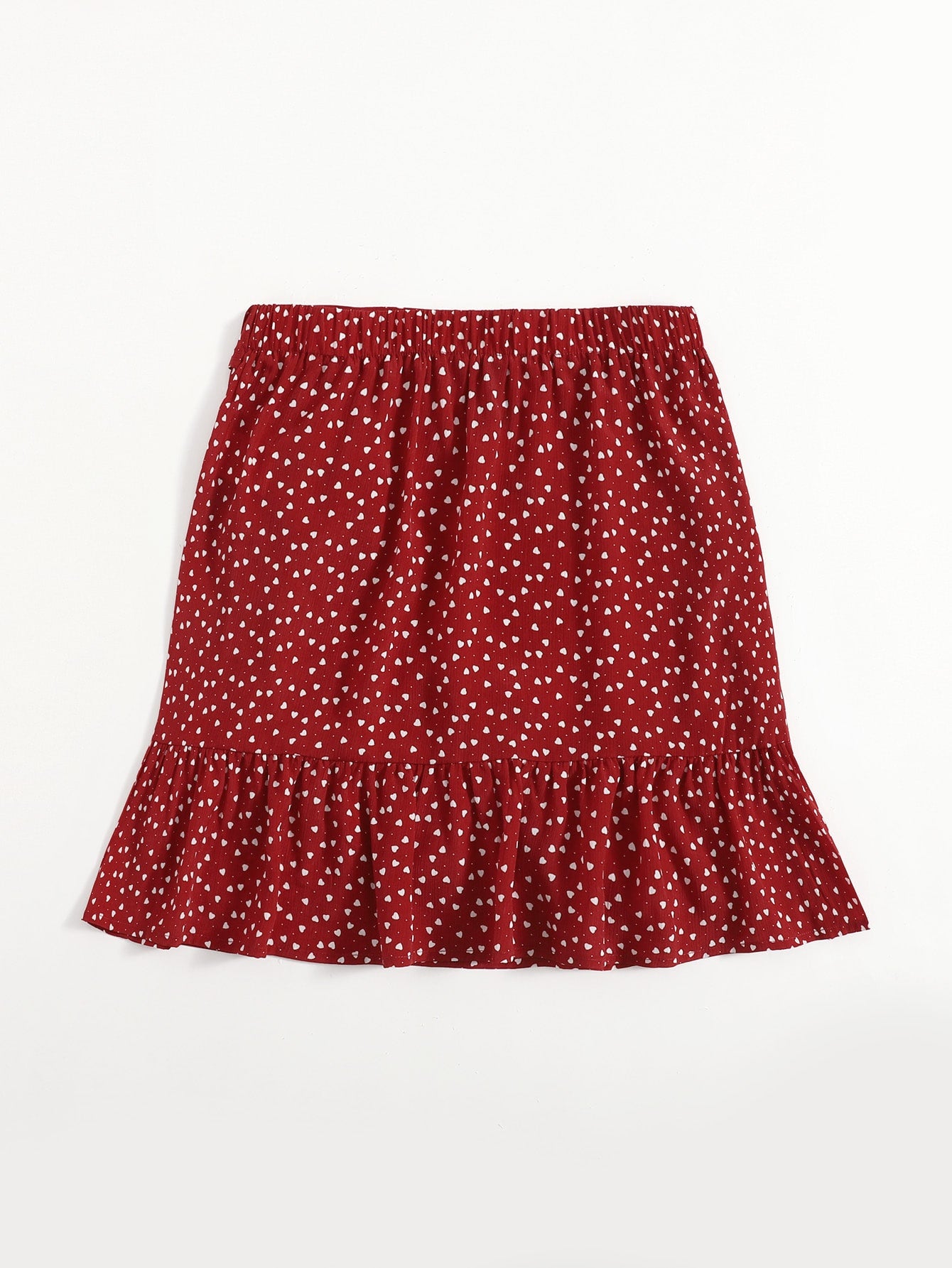 Wrap Tie Side Allover Heart Skirt