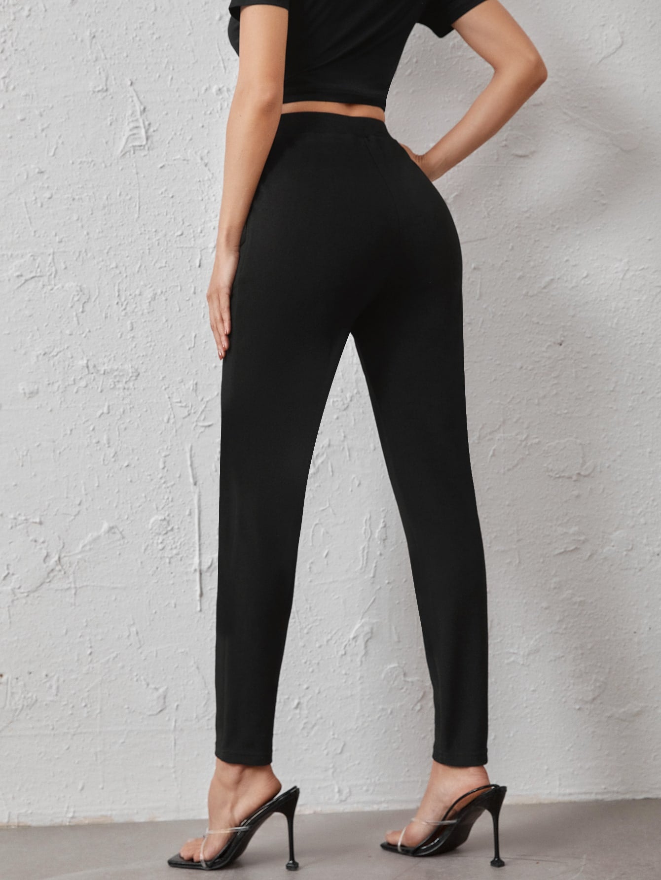 Slant Pocket Solid Pants