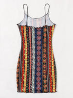 Lettuce Trim Geo Print Bodycon Dress
