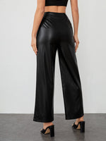 Wide Leg PU Leather Pants