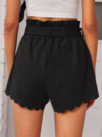 Paperbag Waist Scallop Hem Shorts