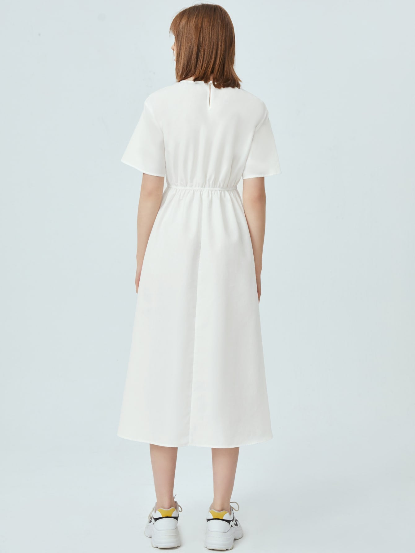 Contrast Stitch Flared Hem Dress