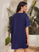 Batwing Sleeve Geo Print Tunic Dress