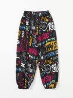 Letter And Graphic Print Tapered Pants