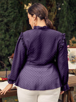 Plus Chiffon Swiss Dot Babydoll Blouse