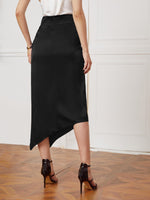 Split Side Asymmetrical Hem Satin Skirt
