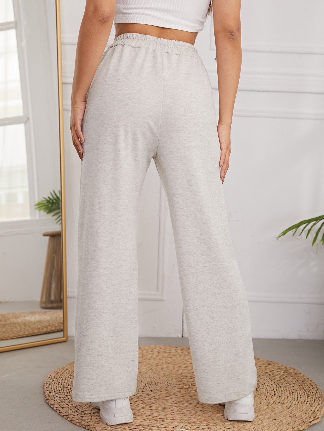Letter Graphic Wide Leg Sweatpants