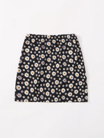Slit Hem Daisy Floral Skirt