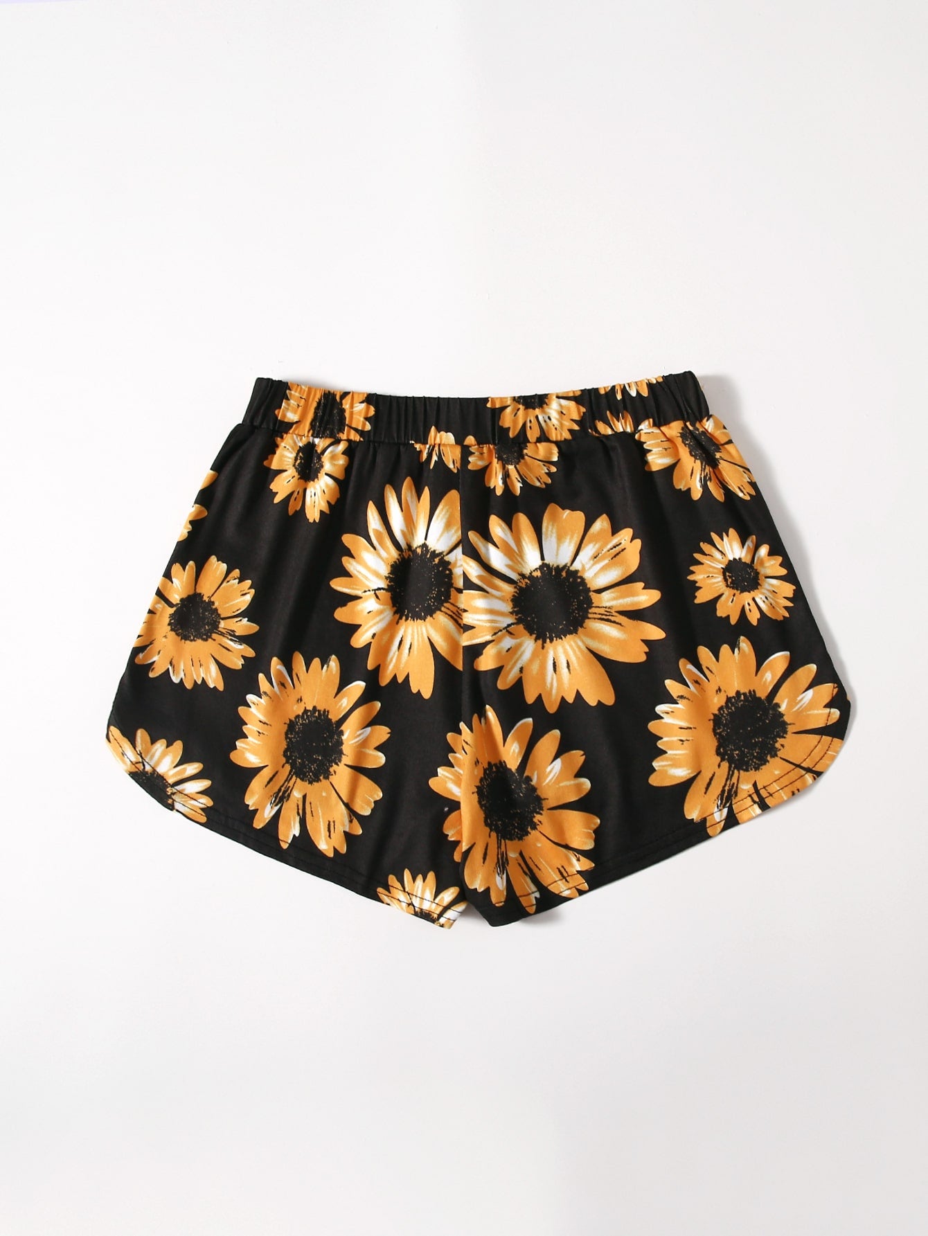Sunflower Print Tie Front Shorts