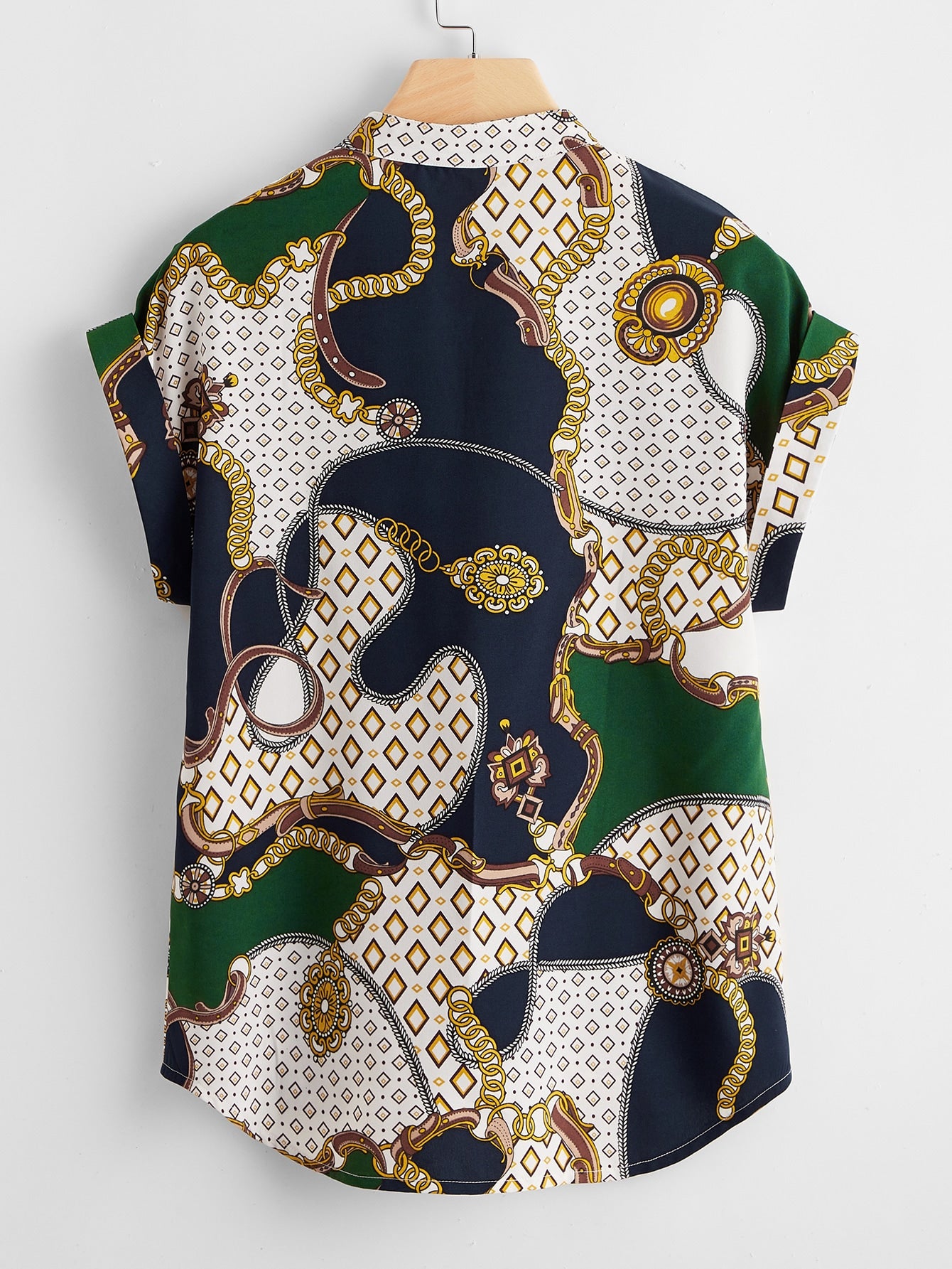 Plus Chain Print Batwing Sleeve Blouse