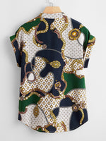 Plus Chain Print Batwing Sleeve Blouse