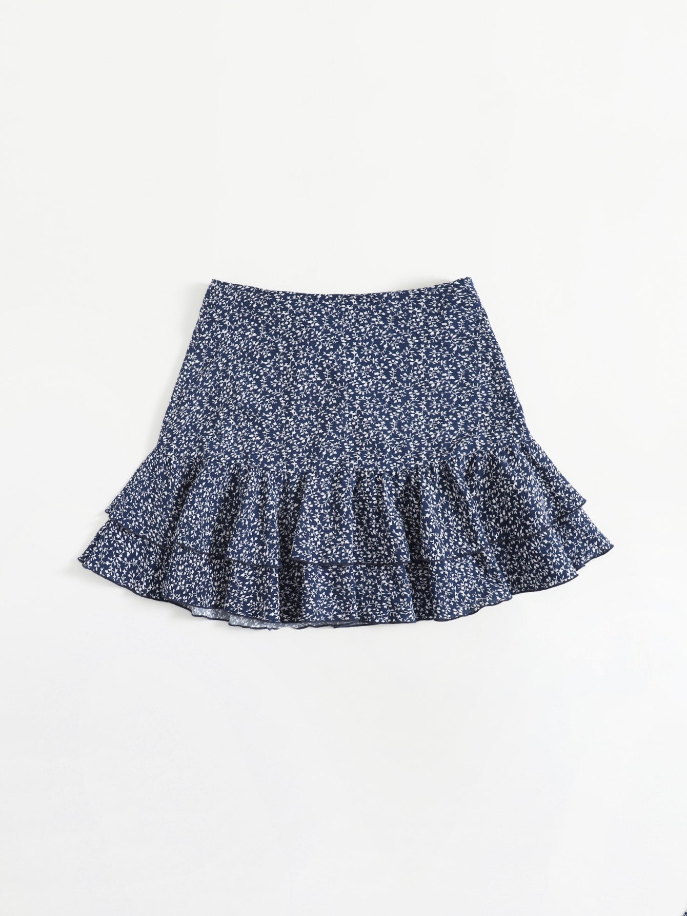 Layered Ruffle Hem Allover Plants Skirt