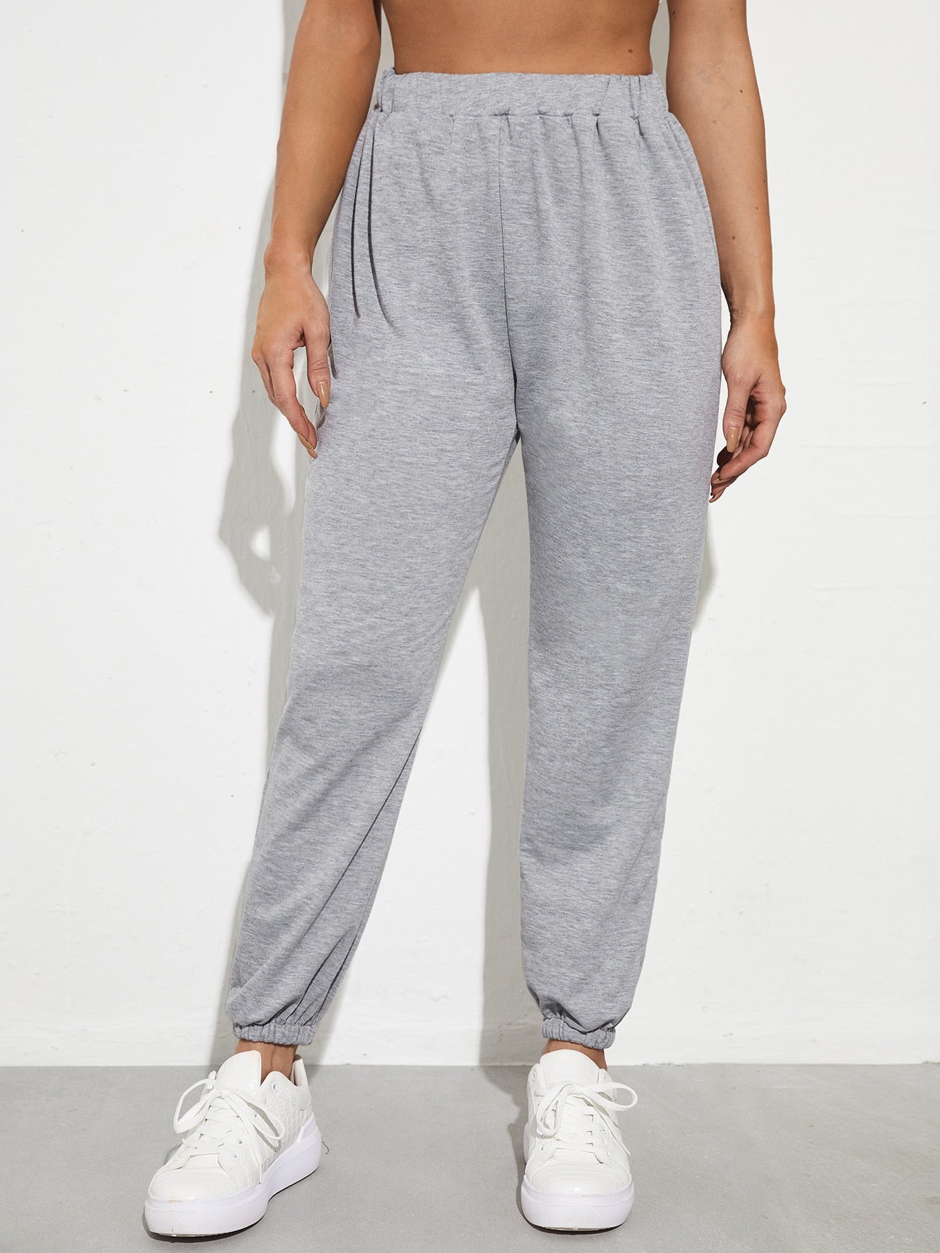 Slogan Graphic Elastic Waist Sweatpants