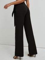 SBetro Tie Waist Fold Pleated Detail Pants
