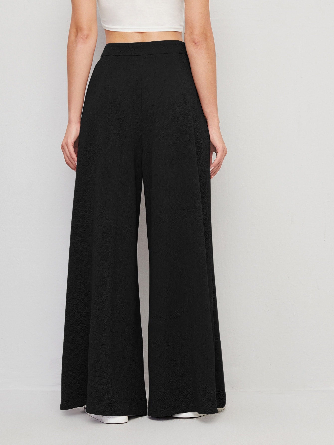 Fold Pleated Wide Leg Pants