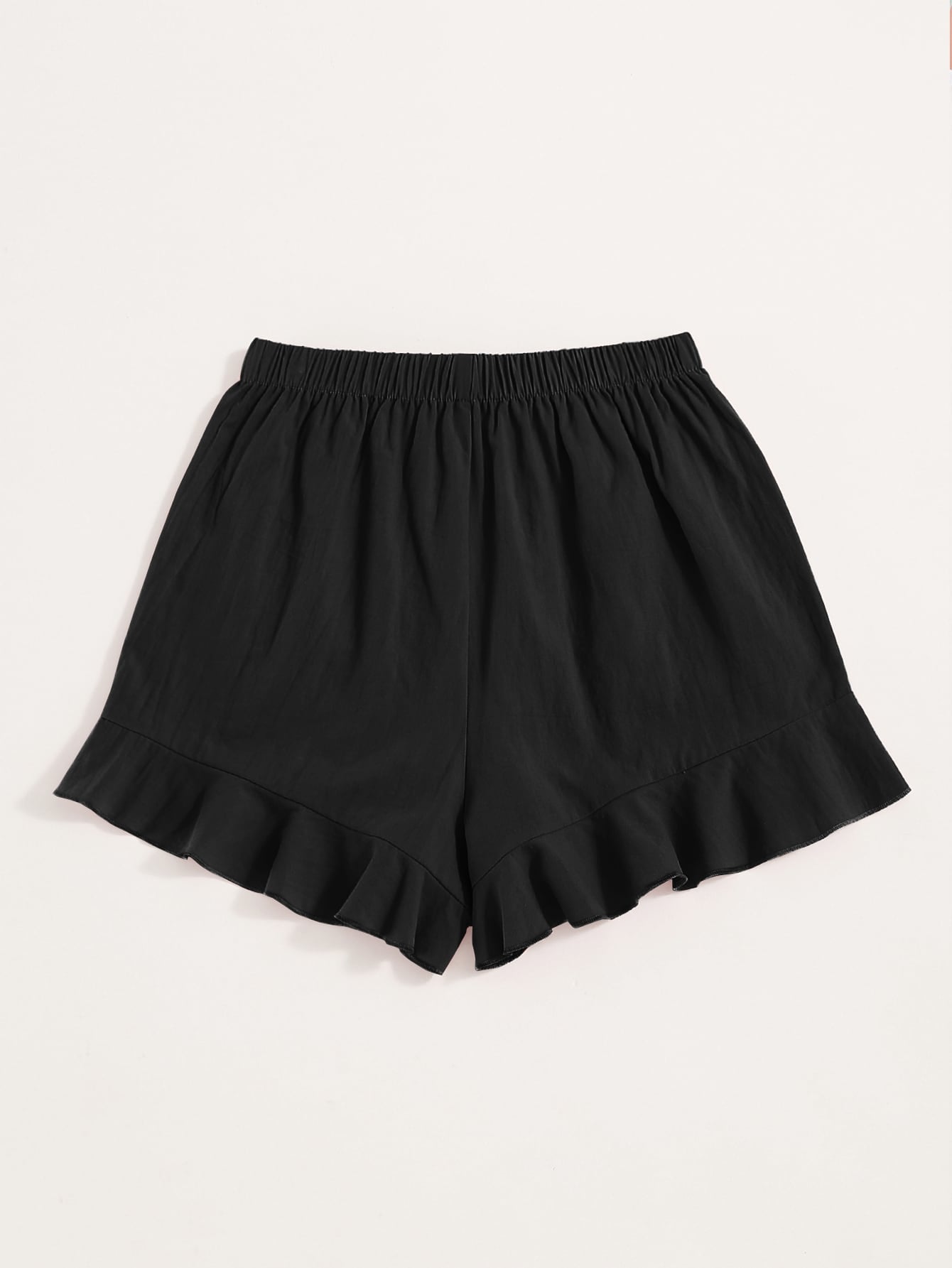 Ruffle Hem Slant Pocket Shorts