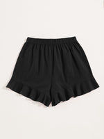 Ruffle Hem Slant Pocket Shorts