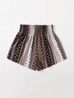 Shirred Waist Graphic Print Shorts