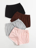 4pack Contrast Binding Dolphin Shorts