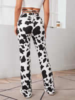 Cow Print Criss Cross Tie Back Pants