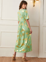 Floral Contrast Lace Ruffle Dress