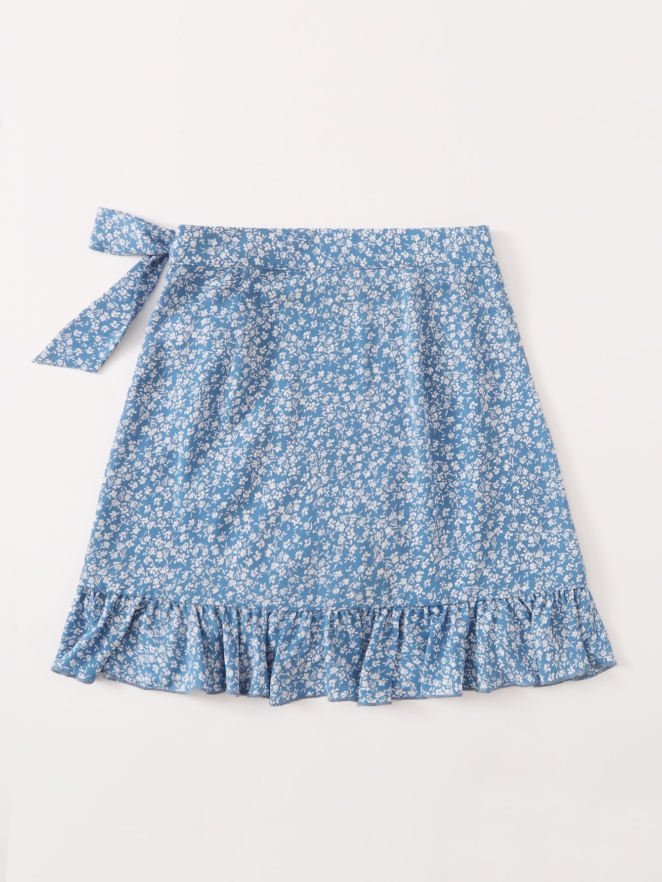 Ditsy Floral Ruffle Hem Wrap Knot Skirt