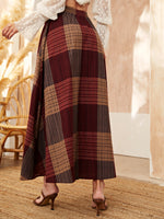 Plaid Pocket Detail Maxi Skirt