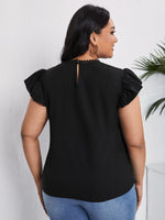 Plus Mesh Yoke Butterfly Sleeve Top