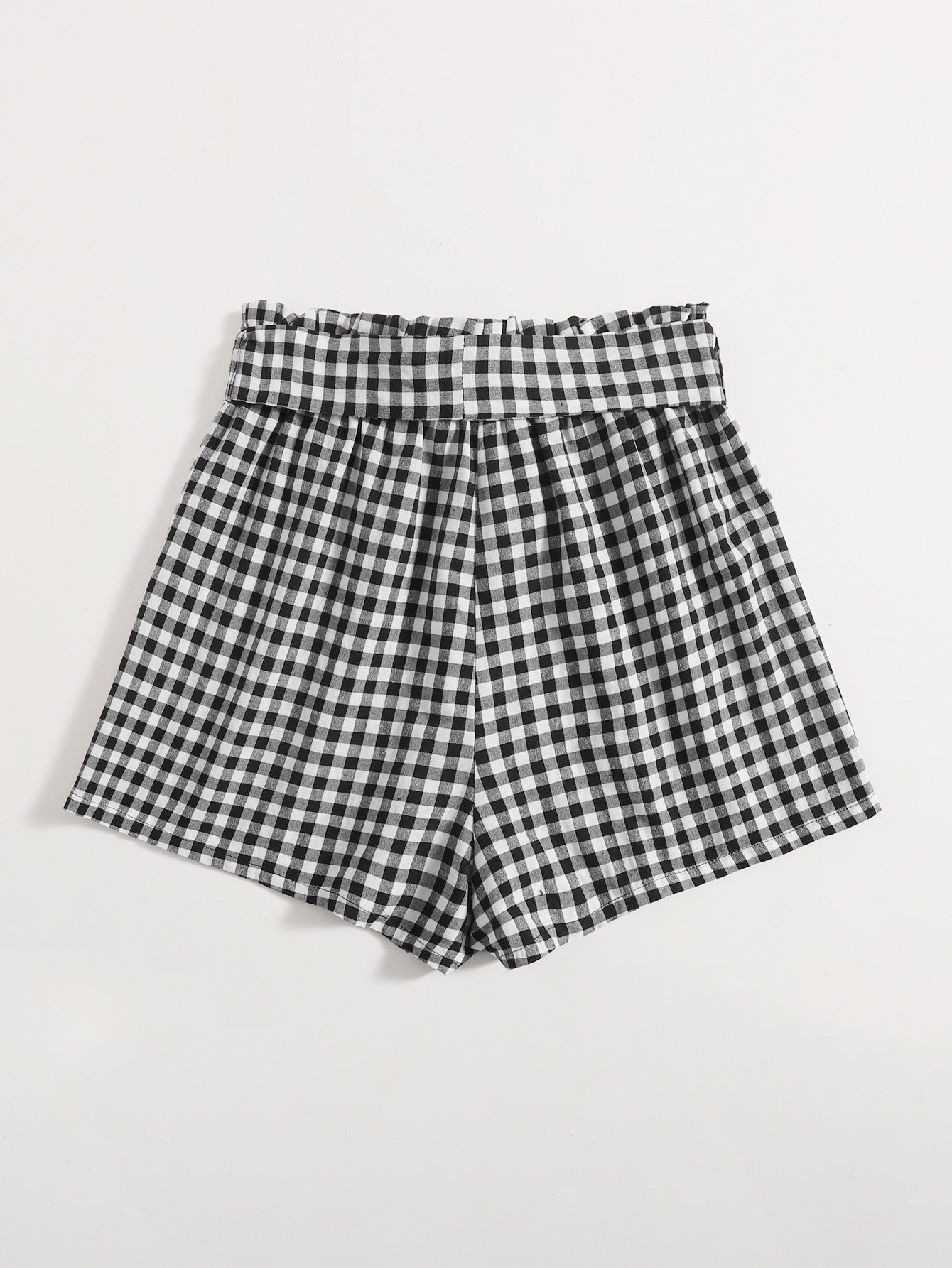 Gingham Paperbag Belted Shorts