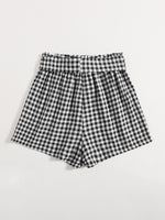Gingham Paperbag Belted Shorts