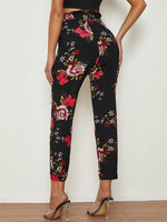 Paperbag Waist Self Belted Floral Pants