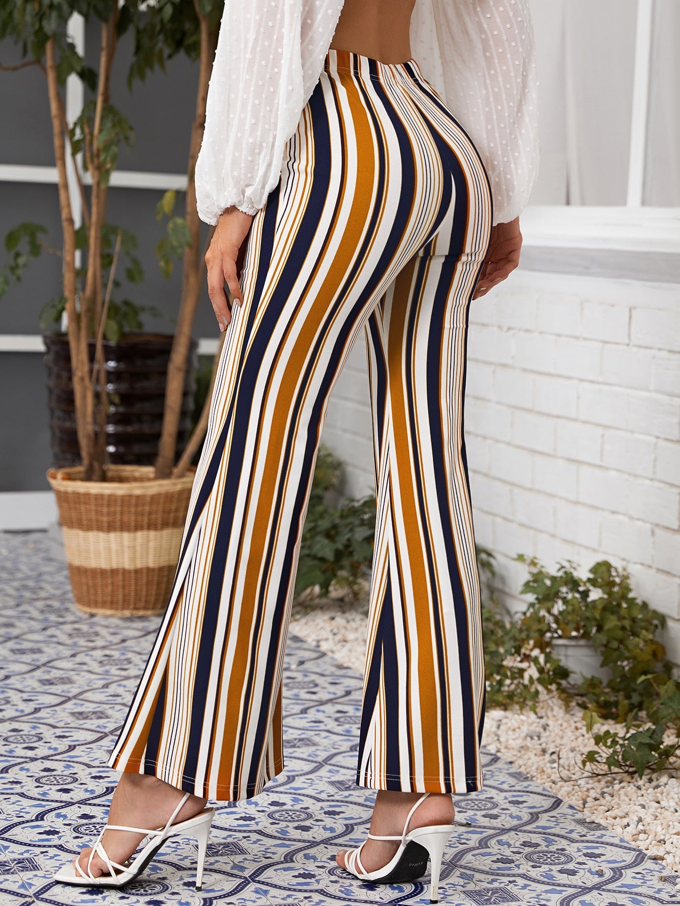 Striped Flare Leg Pants