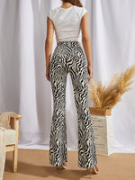 SBetro High Waist Zebra Stripe Flare Leg Pants