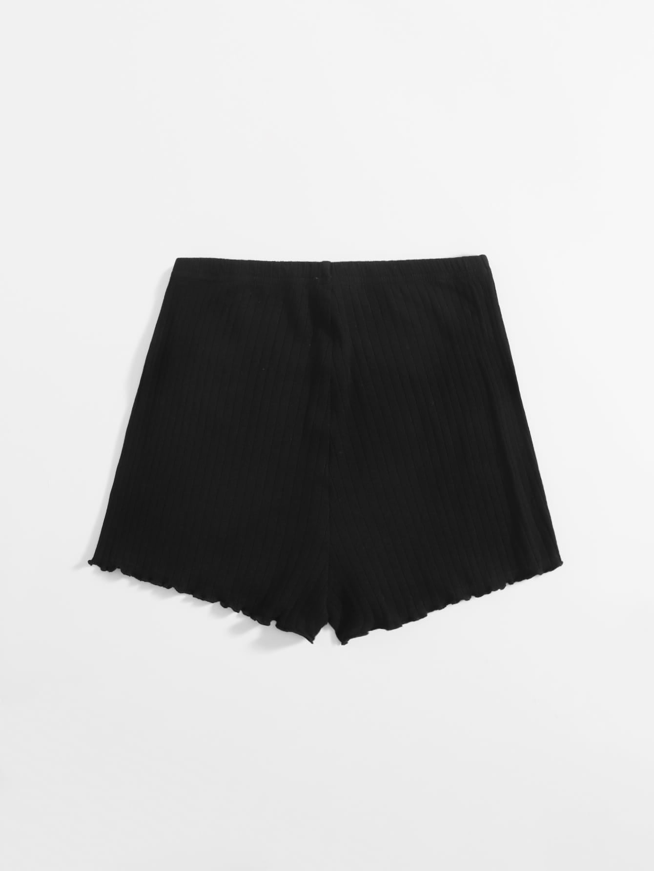 Lettuce Trim Rib-knit Shorts