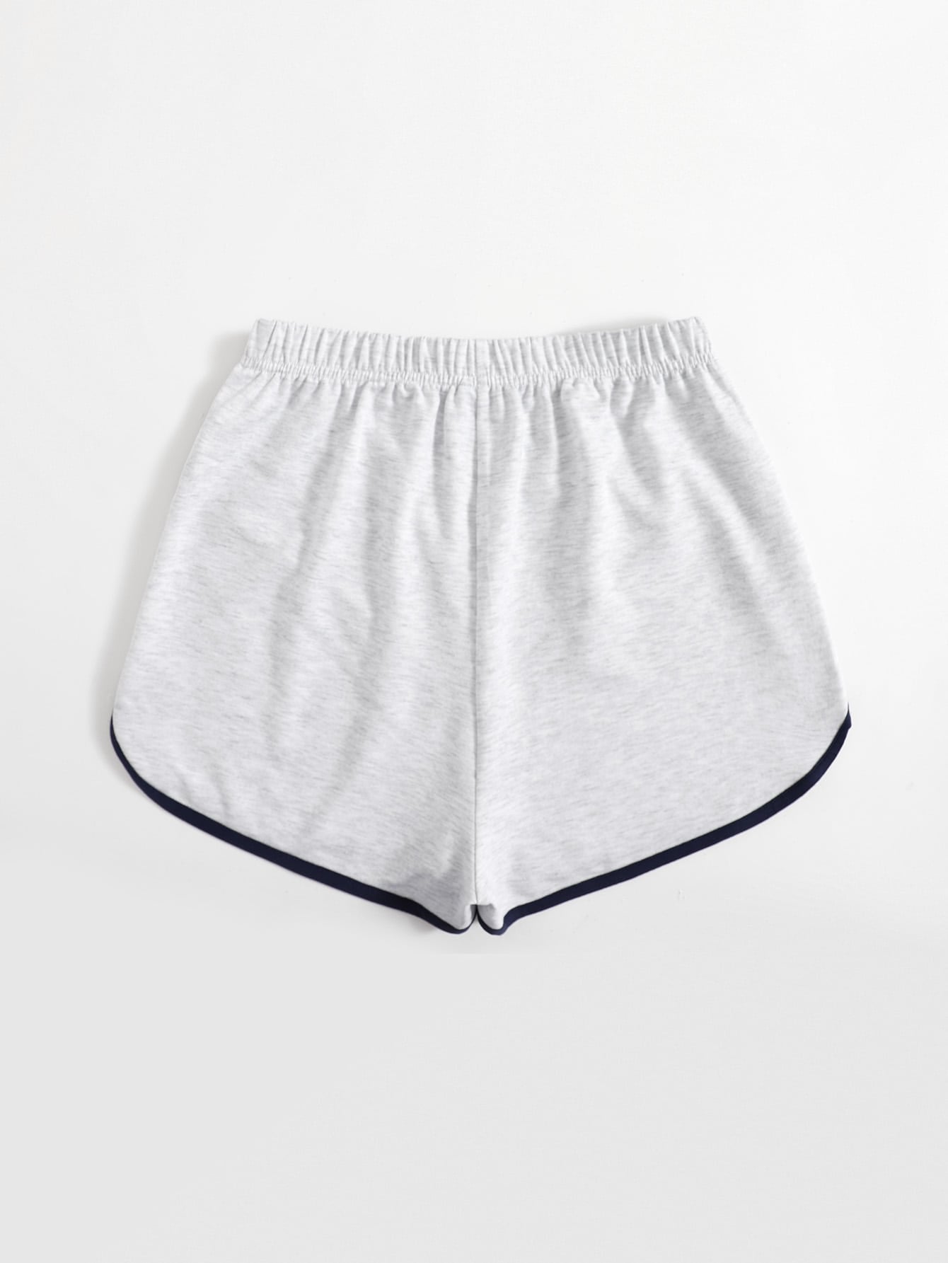 Letter Embroidery Contrast Binding Track Shorts