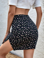 Split Thigh Ditsy Floral Skirt